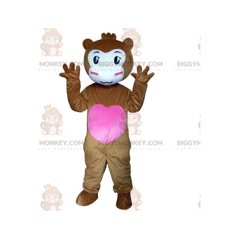 BIGGYMONKEY™ mascottekostuum van bruine aap met hart