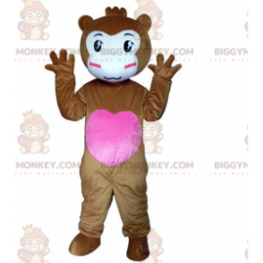 BIGGYMONKEY™ mascottekostuum van bruine aap met hart