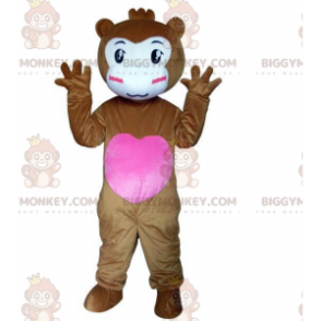 BIGGYMONKEY™ Maskottchenkostüm brauner Affe mit Herz