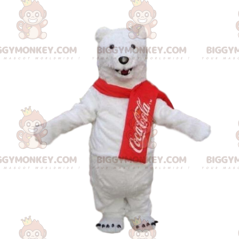 Kostým maskota ledního medvěda BIGGYMONKEY™, kostým Coca Coly