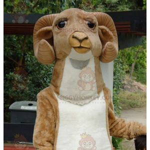 Brown and White Ram Goat BIGGYMONKEY™ Mascot Costume –