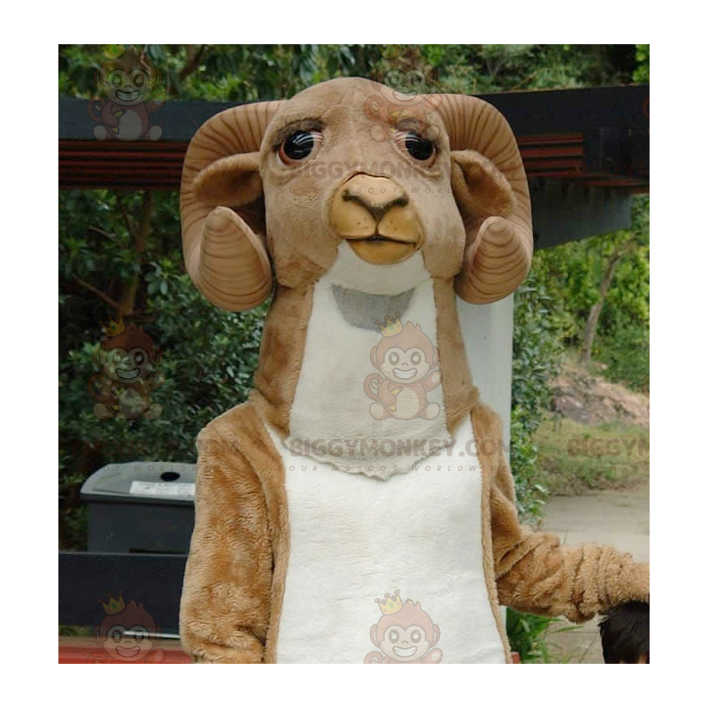 Brown and White Ram Goat BIGGYMONKEY™ Mascot Costume -