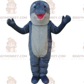 BIGGYMONKEY™ costume da mascotte delfino grigio e bianco