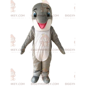 BIGGYMONKEY™ costume da mascotte delfino grigio e bianco