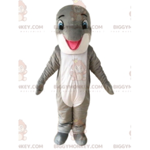 BIGGYMONKEY™ costume da mascotte delfino grigio e bianco