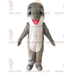BIGGYMONKEY™ maskotdräkt grå och vit delfin, havsdräkt -
