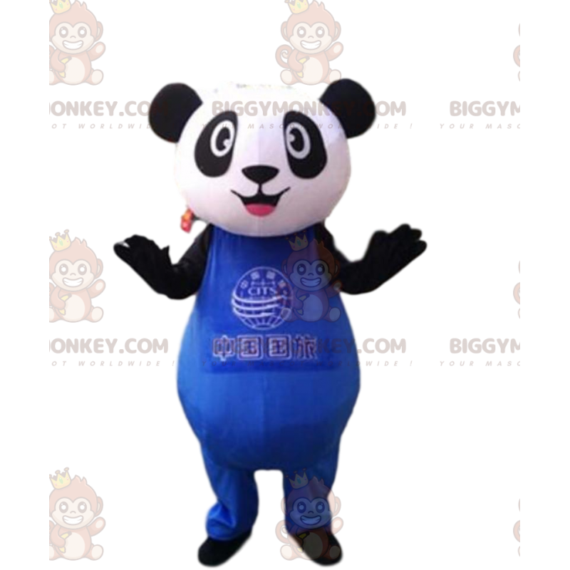 BIGGYMONKEY™ mascot costume of black and white panda in blue