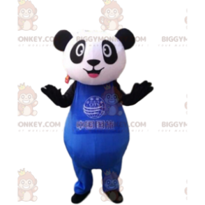 BIGGYMONKEY™ Maskottchenkostüm schwarz-weißer Panda im blauen