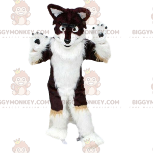 BIGGYMONKEY™ mascotte kostuum husky hond, zwart en wit, harige