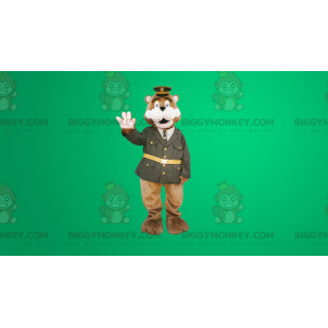 Brun björn BIGGYMONKEY™ Maskotdräkt klädd i polisuniform -