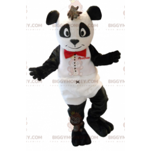 Suloinen mustavalkoinen Panda BIGGYMONKEY™ maskottiasu -
