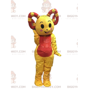 Traje de mascote BIGGYMONKEY™ ovelha amarela, fantasia de