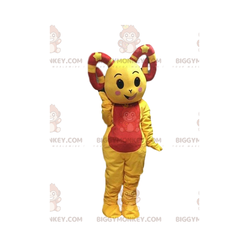 Kostium maskotki BIGGYMONKEY™ żółta owca, kostium kozy, żółty