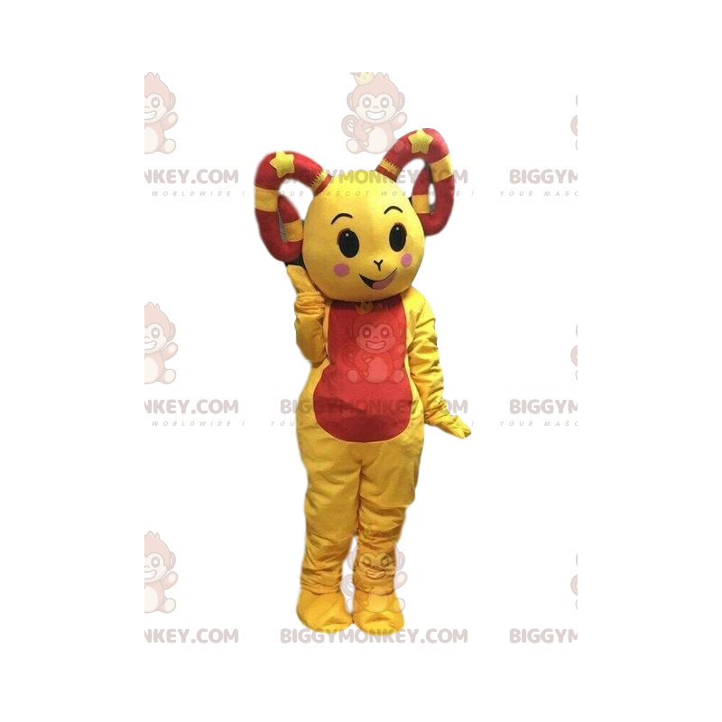 Traje de mascote BIGGYMONKEY™ ovelha amarela, fantasia de