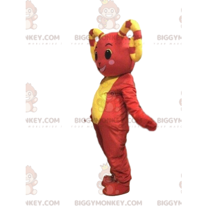 Costume de mascotte BIGGYMONKEY™ de mouton jaune et rouge