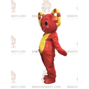 Costume de mascotte BIGGYMONKEY™ de mouton jaune et rouge