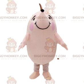 BIGGYMONKEY™ mascot costume of white and pink hedgehog