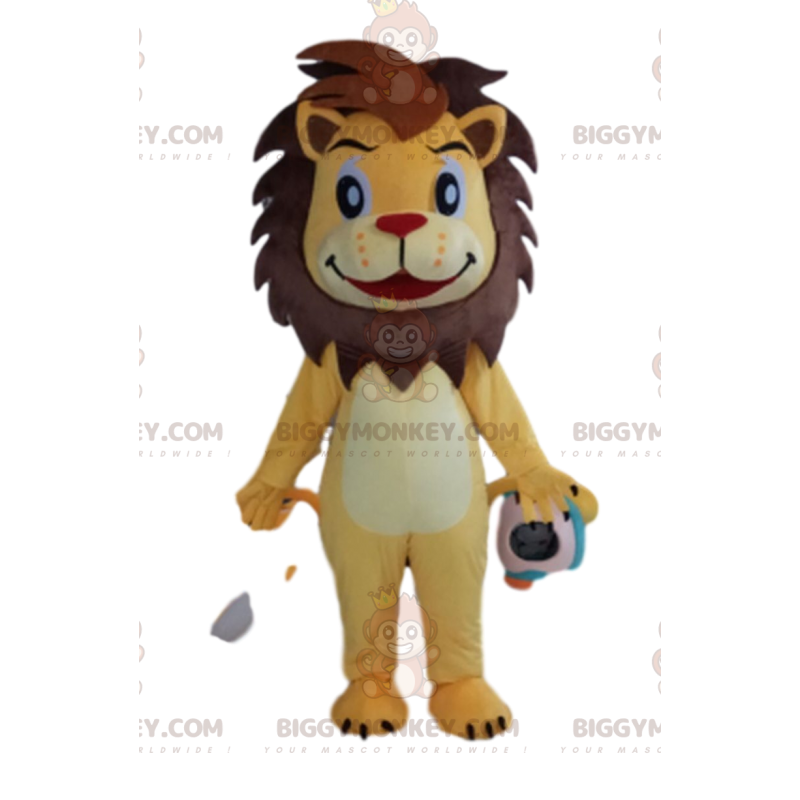 Costume de mascotte BIGGYMONKEY™ de joli lion jaune et marron