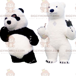 2 BIGGYMONKEY™s bjørnemaskotter, en panda og en isbjørn -