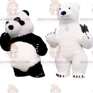 2 mascotas de oso BIGGYMONKEY™, un panda y un oso polar -