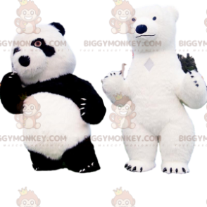 2 mascotte dell'orso di BIGGYMONKEY, un panda e un orso polare