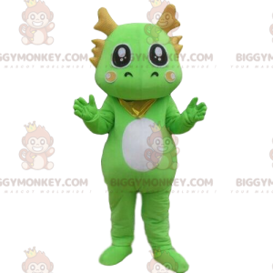 Traje de mascote de dragão verde BIGGYMONKEY™, fantasia de