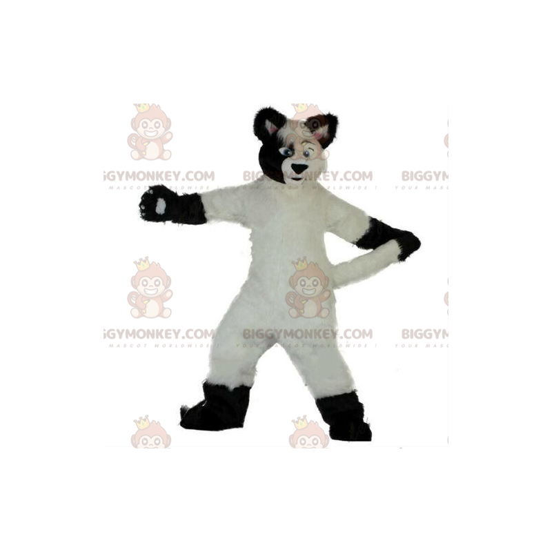 BIGGYMONKEY™ mascot costume white and black dog, soft and
