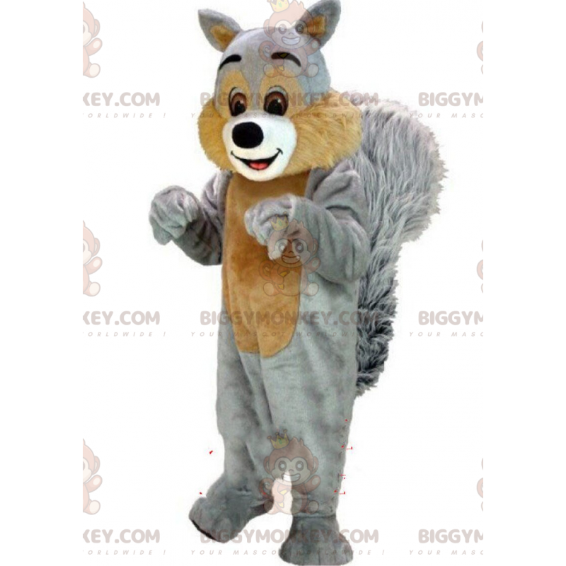 BIGGYMONKEY™ maskottiasu harmaan oravasta, metsäasu