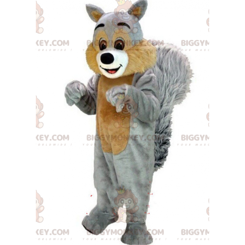 Traje de mascote BIGGYMONKEY™ de esquilo cinza, traje de