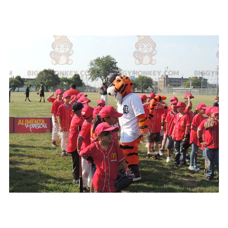 Orange hvid og sort tiger BIGGYMONKEY™ maskotkostume -