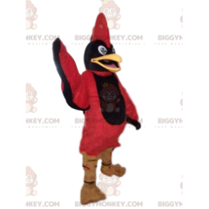 BIGGYMONKEY™ maskotdräkt av svart och röd fågel, örndräkt, röd