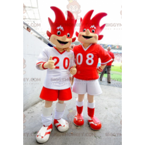 2 red and white EURO 2008 BIGGYMONKEY™s mascot - Trix and Flix