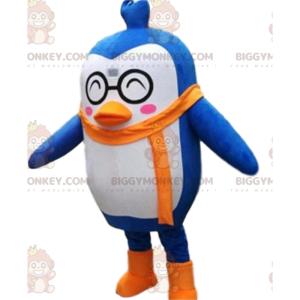BIGGYMONKEY™ maskot kostume blå og hvid pingvin, pingvin