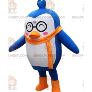 Costume de mascotte BIGGYMONKEY™ de pingouin bleu et blanc