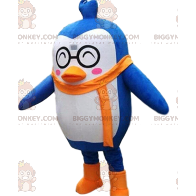 Costume de mascotte BIGGYMONKEY™ de pingouin bleu et blanc