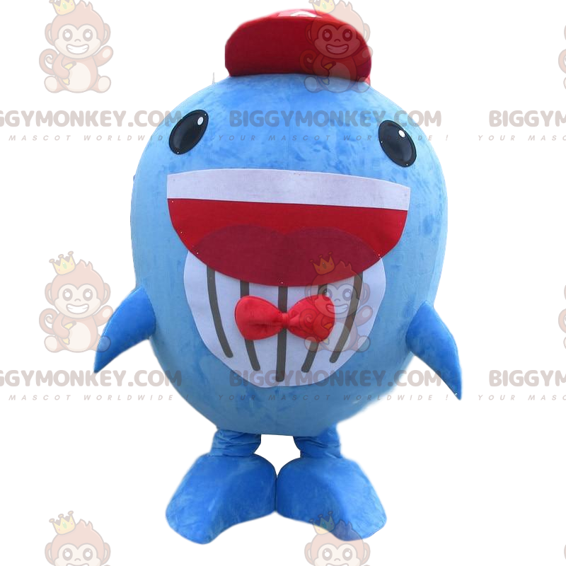 Big Blue Fish BIGGYMONKEY™ mascottekostuum, grappig