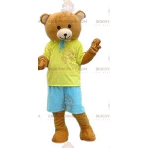 Bär BIGGYMONKEY™ Maskottchen Kostüm, Teddybär Kostüm, Sommer