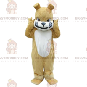 BIGGYMONKEY™ costume da mascotte bulldog beige e bianco