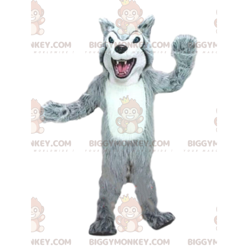 Wolf BIGGYMONKEY™ maskotdräkt, varghundsdräkt, hundkostym -