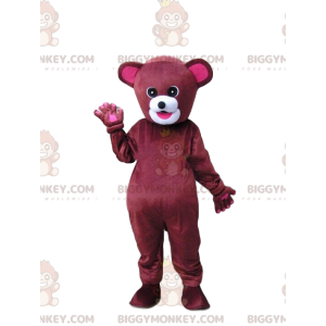Rød og pink bjørn BIGGYMONKEY™ maskot kostume, bamse kostume -