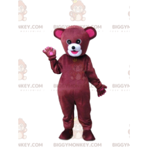 Fantasia de mascote BIGGYMONKEY™ de urso vermelho e rosa