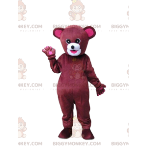 Red and pink bear BIGGYMONKEY™ mascot costume, teddy bear