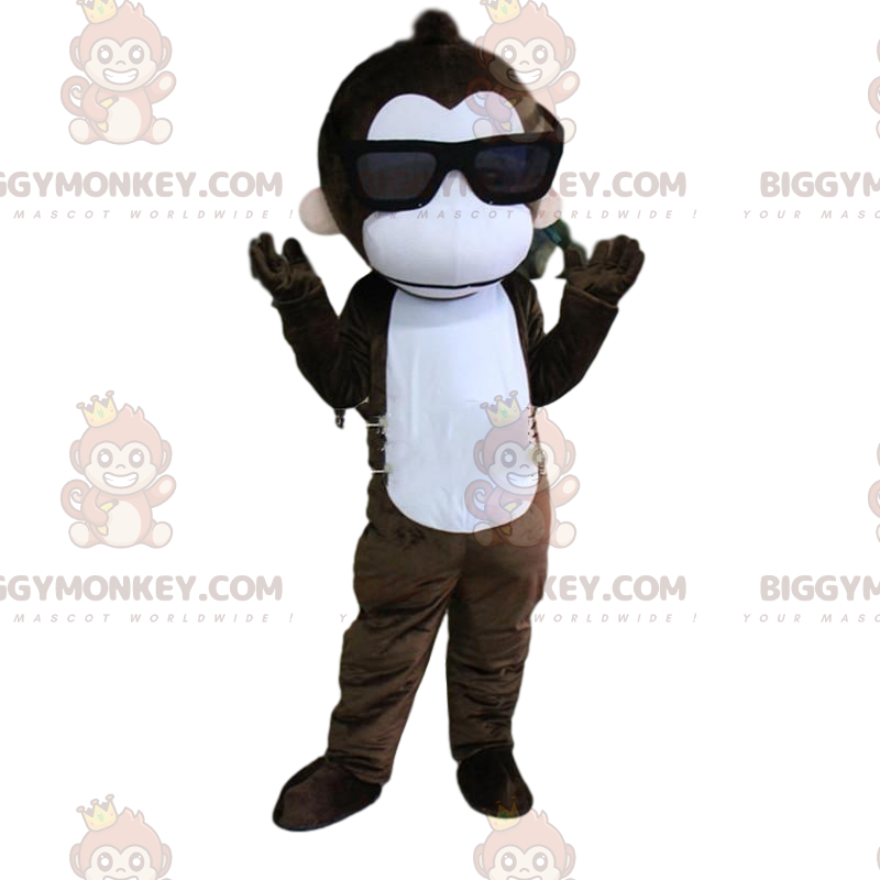 Costume de mascotte BIGGYMONKEY™ de singe avec des lunettes de