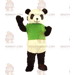 BIGGYMONKEY™ maskottiasu mustavalkoinen panda, mustavalkoinen