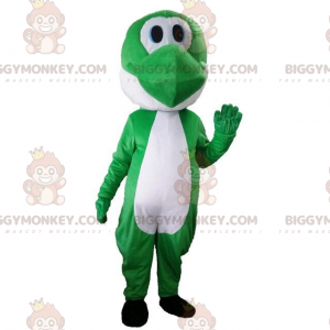 Groene en witte dinosaurus BIGGYMONKEY™ mascottekostuum