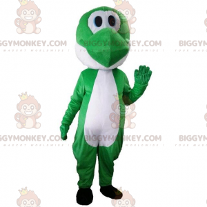 Vihreä ja valkoinen dinosaurus BIGGYMONKEY™ maskottiasu, söpö