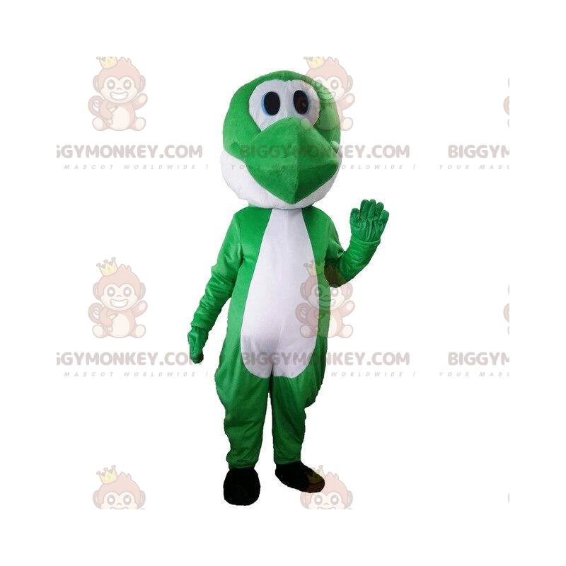 Groene en witte dinosaurus BIGGYMONKEY™ mascottekostuum