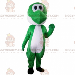 Grön och vit dinosaurie BIGGYMONKEY™ maskotdräkt, söt drakdräkt