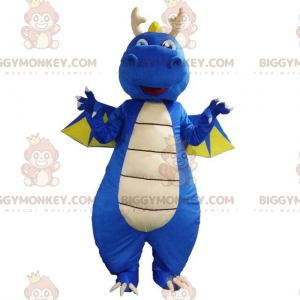 Blauwe dinosaurus BIGGYMONKEY™ mascottekostuum, drakenkostuum
