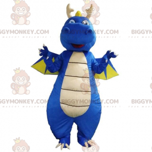 Blue dinosaur BIGGYMONKEY™ mascot costume, dragon costume, blue